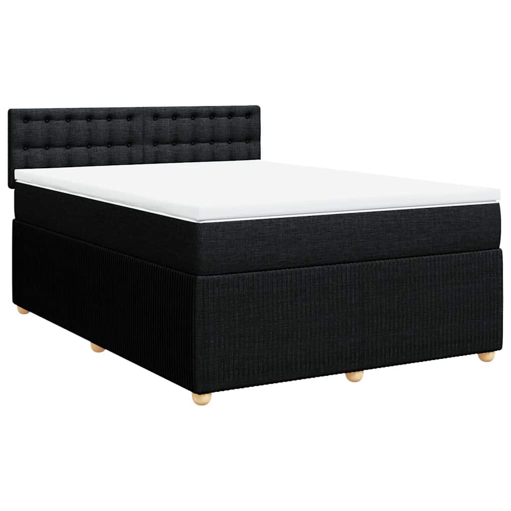 Sommier à lattes de lit avec matelas Noir 140x190 cm Tissu - XIOS