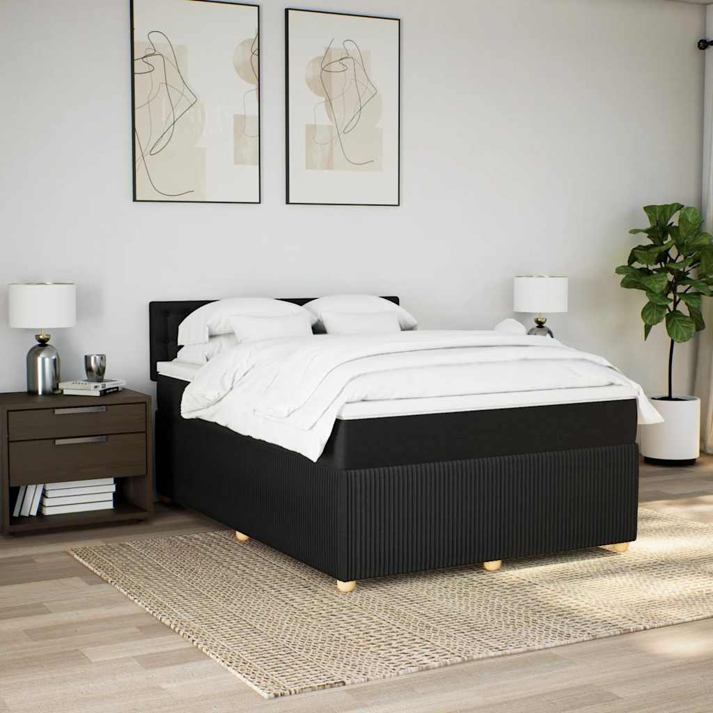 Sommier à lattes de lit avec matelas Noir 140x190 cm Tissu - XIOS