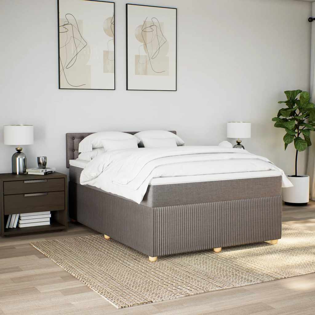 Sommier à lattes de lit avec matelas Taupe 140x190 cm Tissu