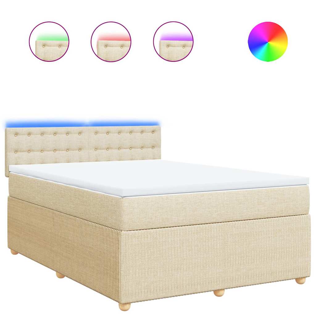 Sommier à lattes de lit avec matelas Crème 140x190 cm Tissu
