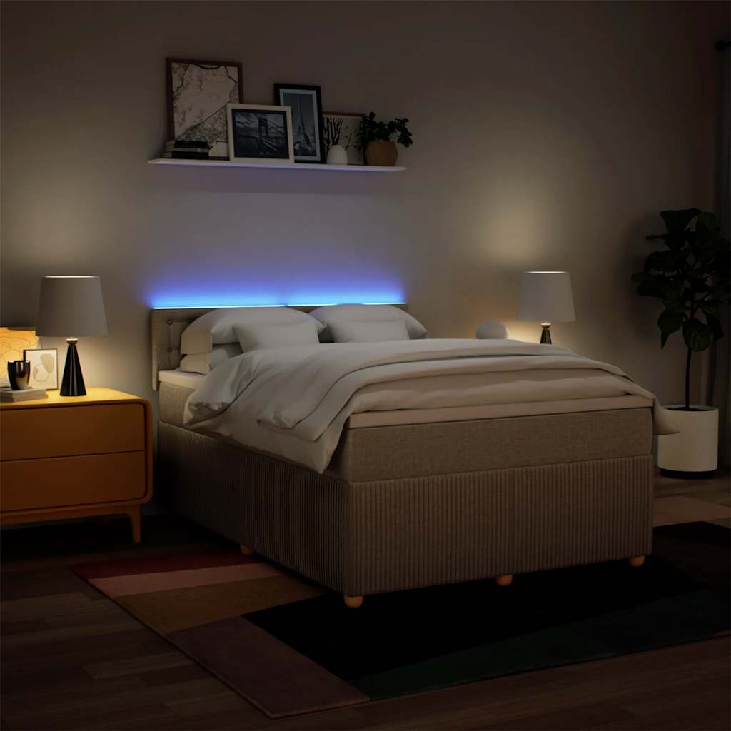 Sommier à lattes de lit avec matelas Crème 140x190 cm Tissu