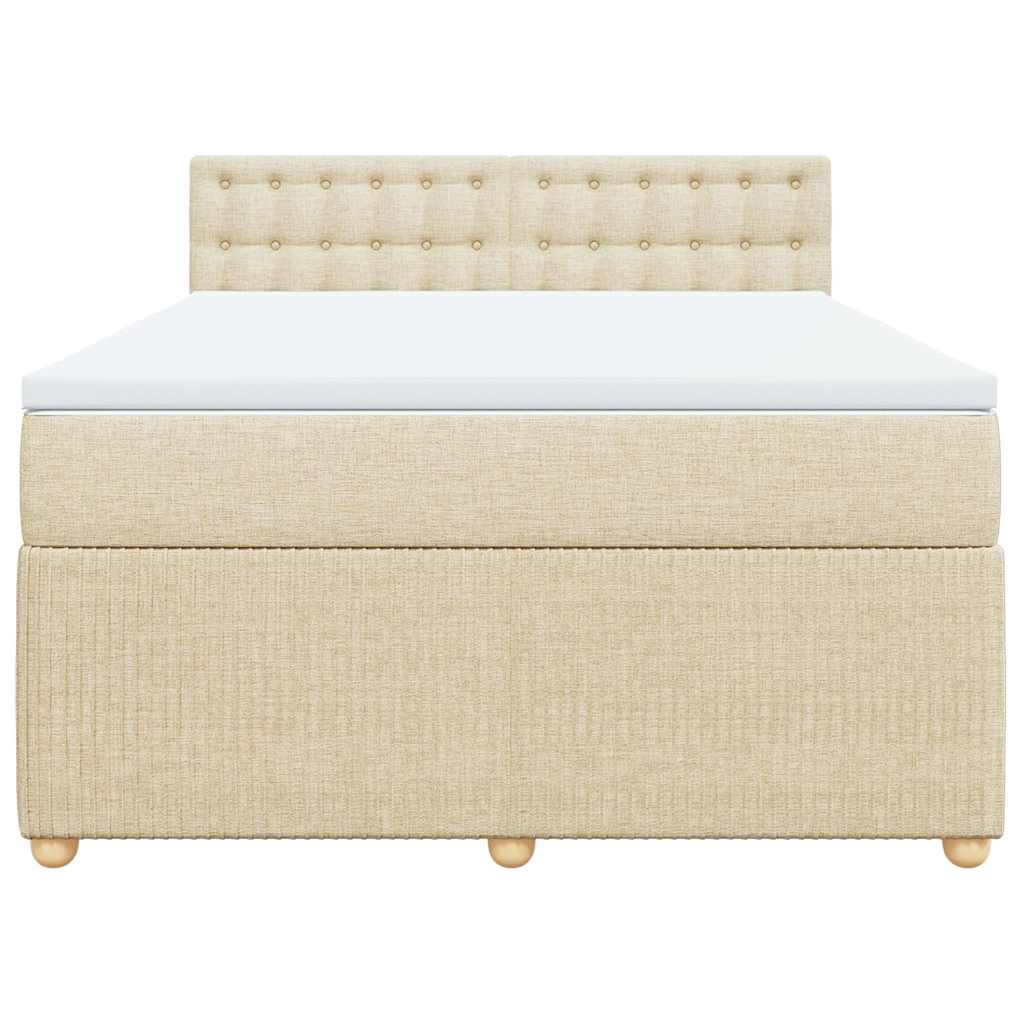 Sommier à lattes de lit avec matelas Crème 140x190 cm Tissu