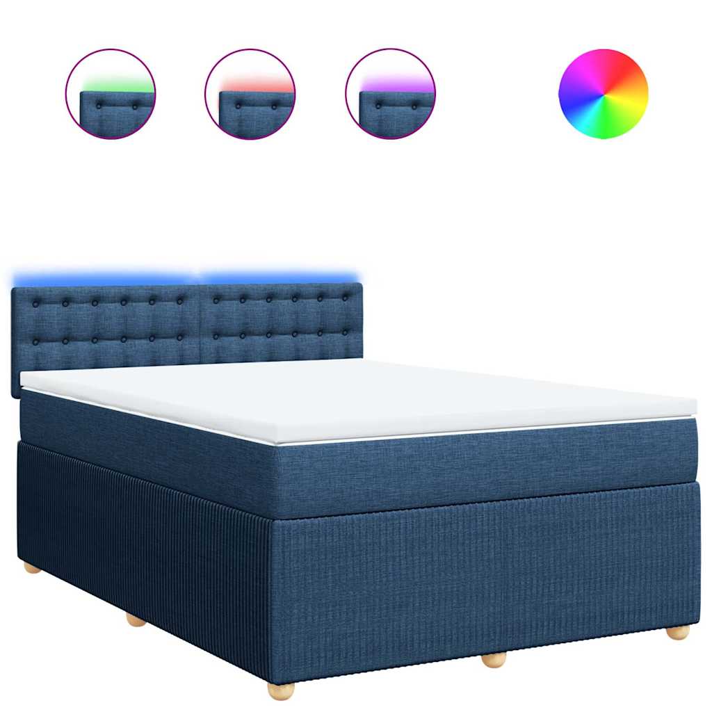Sommier à lattes de lit avec matelas Bleu 140x190 cm Tissu - XIOS