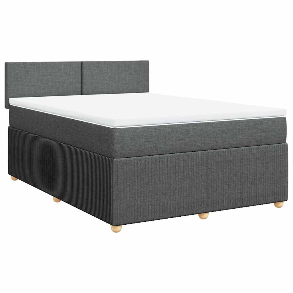 Sommier à lattes de lit avec matelas Gris foncé 140x200cm Tissu - XIOS