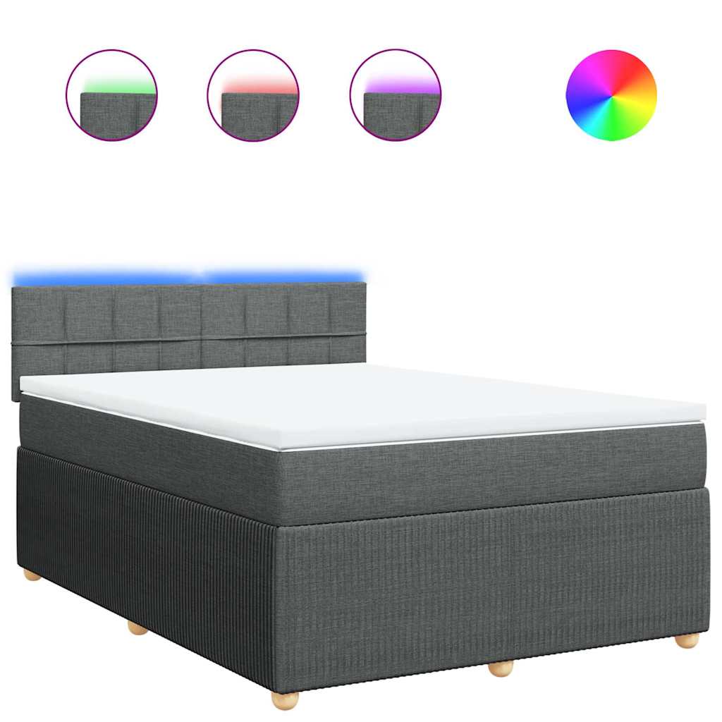 Sommier à lattes de lit avec matelas Gris foncé 140x200cm Tissu - XIOS