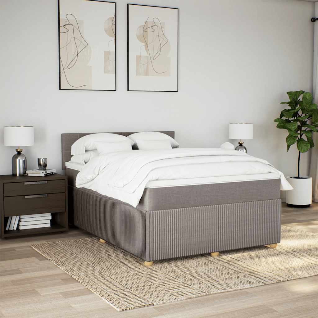 Sommier à lattes de lit avec matelas Taupe 140x200 cm Tissu - XIOS