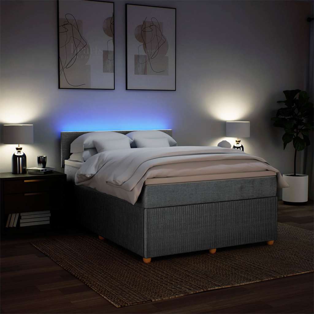 Sommier à lattes de lit avec matelas Gris clair 160x200cm Tissu - XIOS