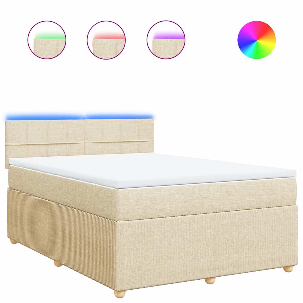 Sommier à lattes de lit avec matelas Crème 160x200 cm Tissu - XIOS