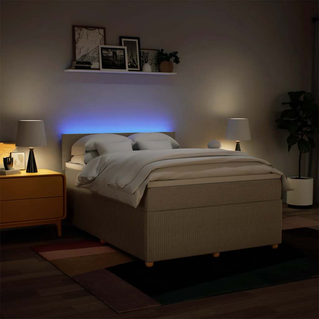 Sommier à lattes de lit avec matelas Crème 160x200 cm Tissu - XIOS