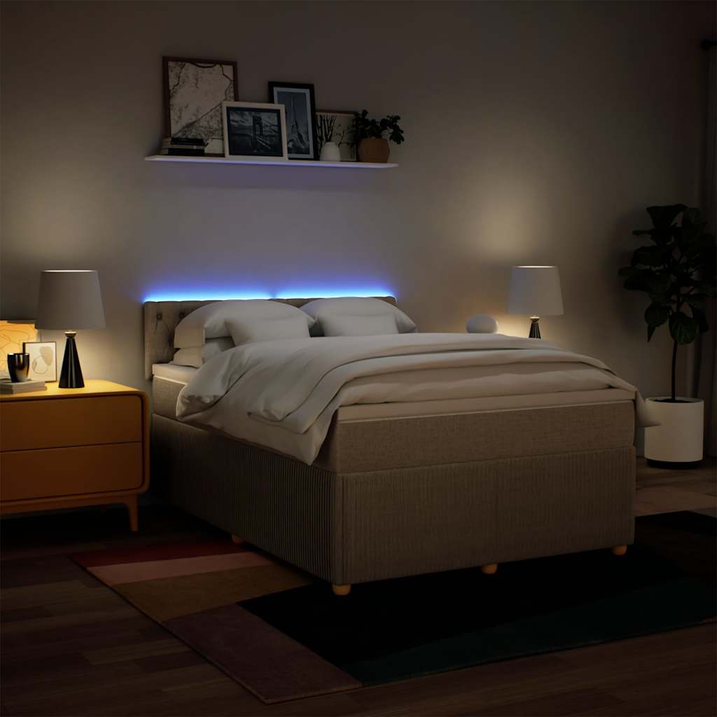 Sommier à lattes de lit avec matelas Crème 160x200 cm Tissu - XIOS