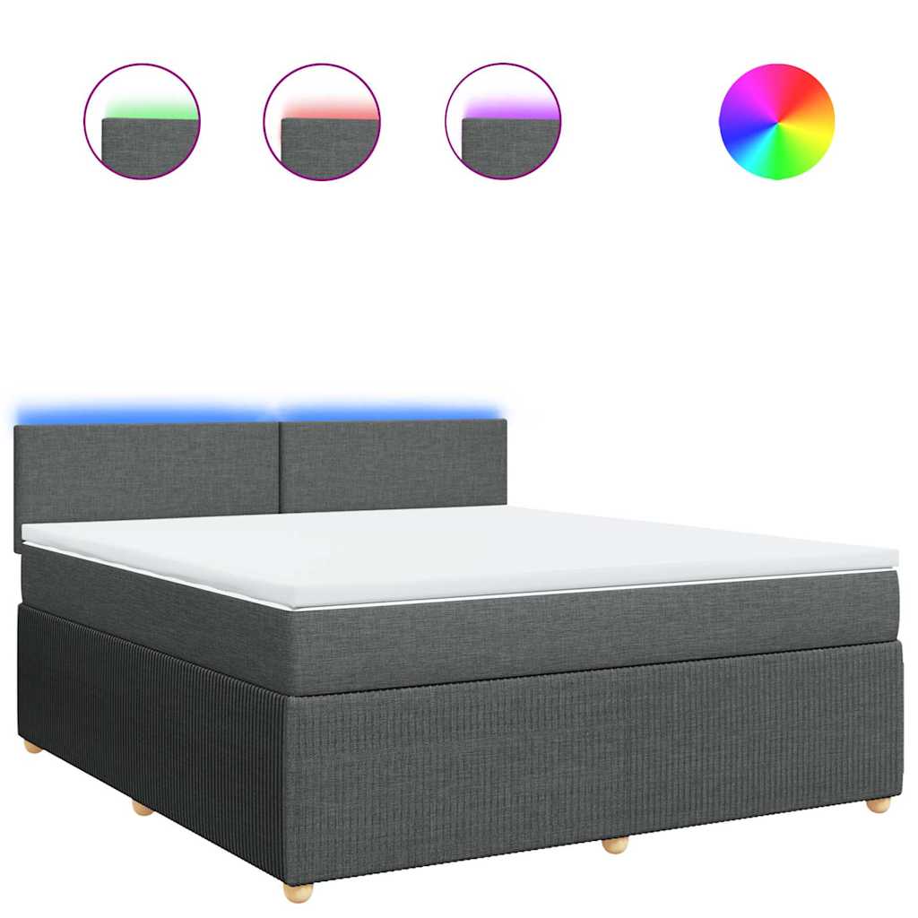 Sommier à lattes de lit avec matelas Gris foncé 180x200cm Tissu - XIOS