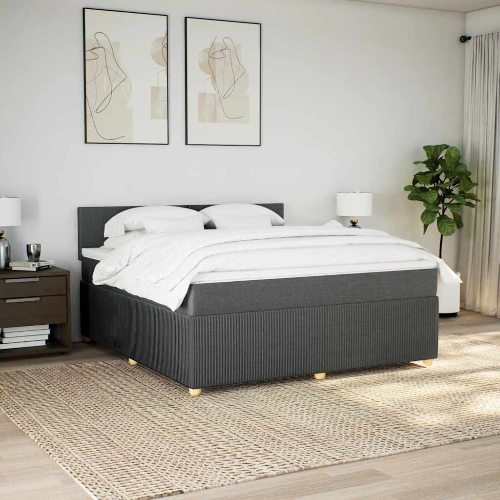 Sommier à lattes de lit avec matelas Gris foncé 180x200cm Tissu - XIOS