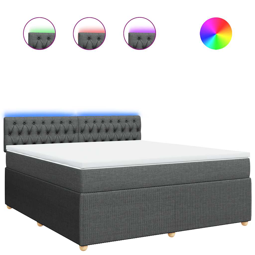 Sommier à lattes de lit avec matelas Gris foncé 180x200cm Tissu - XIOS