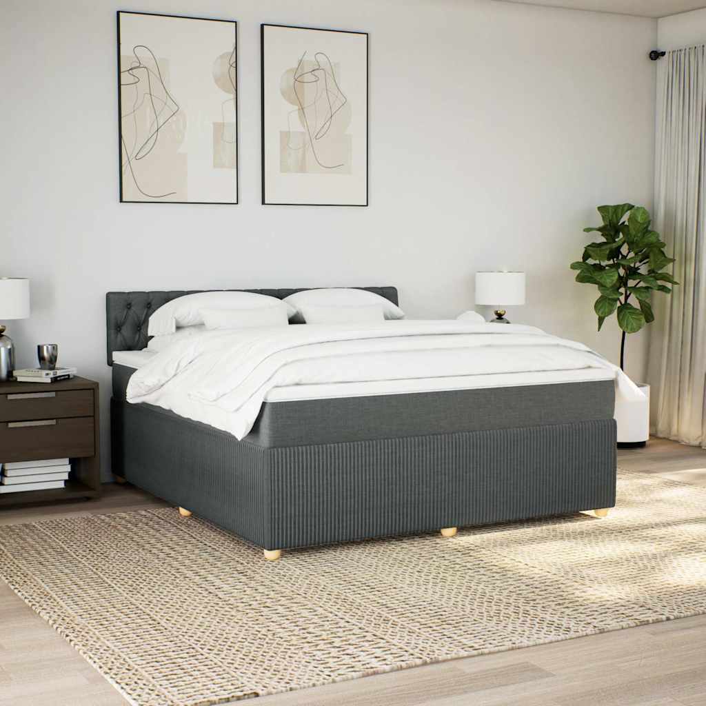 Sommier à lattes de lit avec matelas Gris foncé 180x200cm Tissu - XIOS