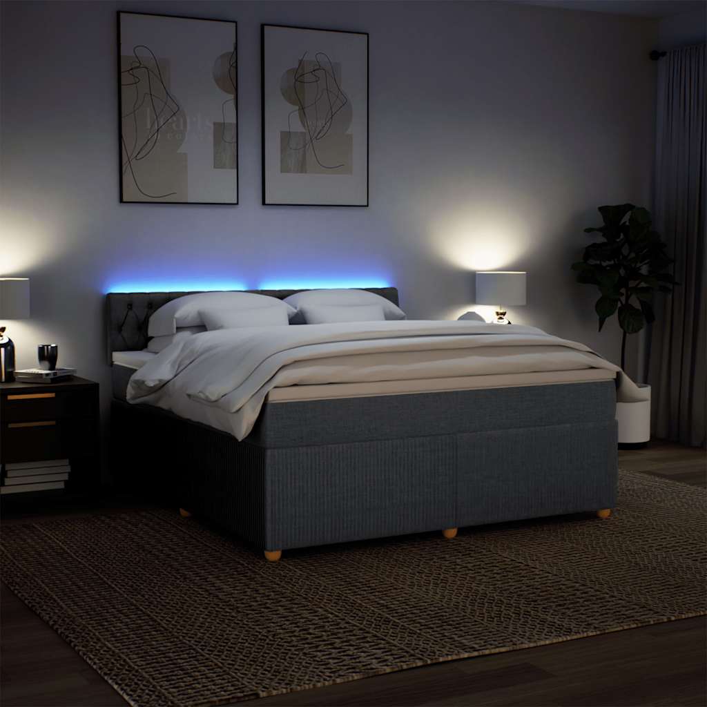 Sommier à lattes de lit avec matelas Gris foncé 180x200cm Tissu - XIOS