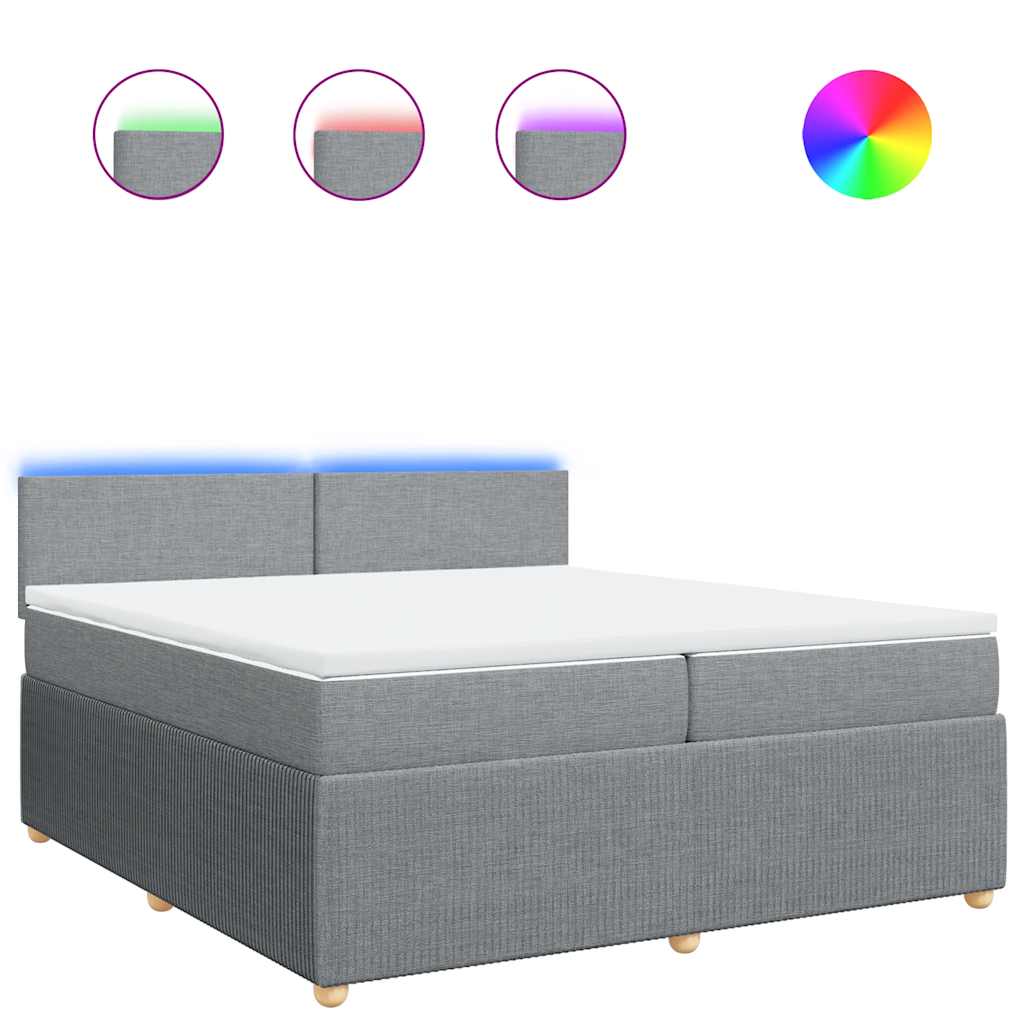 Sommier à lattes de lit avec matelas Gris clair 200x200cm Tissu - XIOS