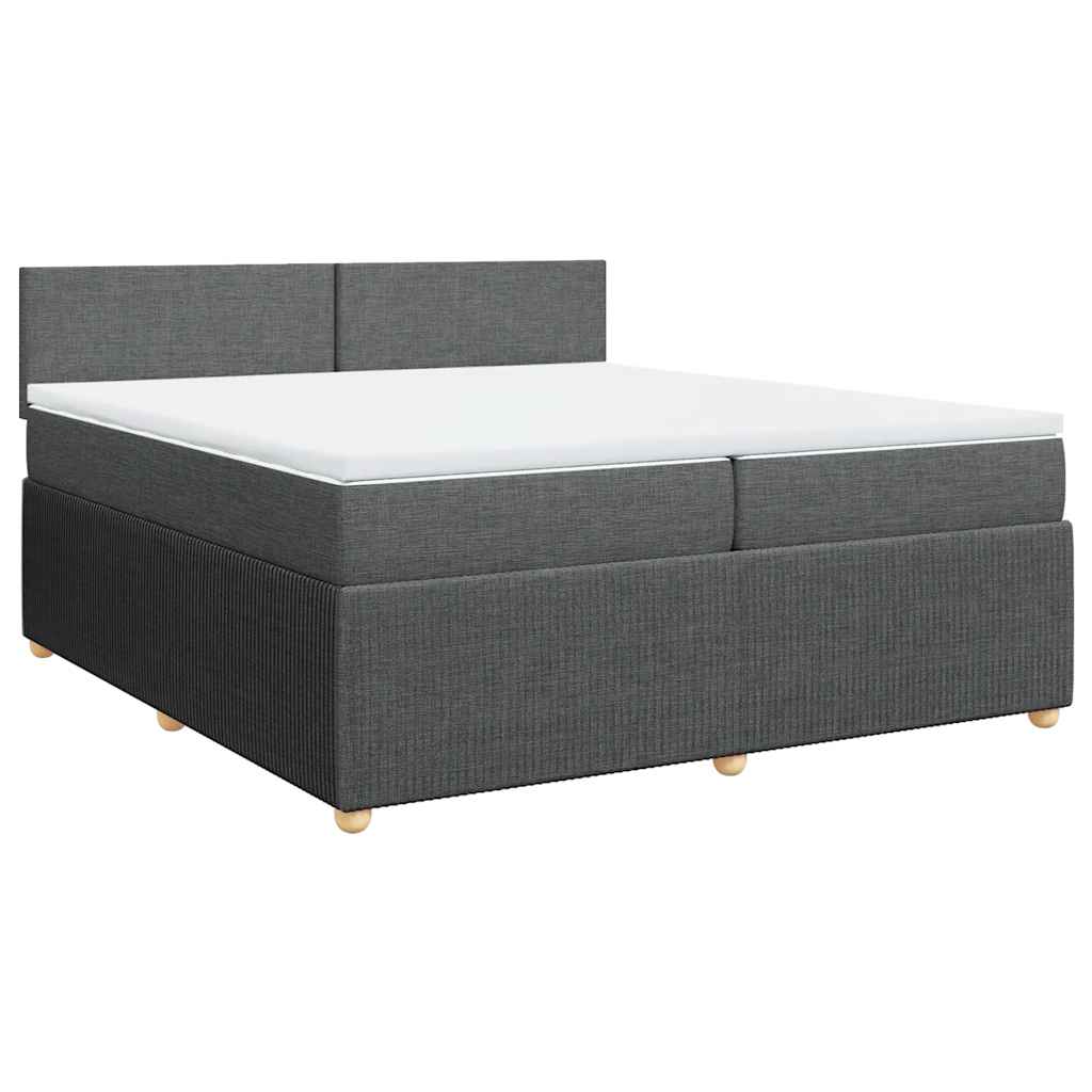 Sommier à lattes de lit avec matelas Gris foncé 200x200cm Tissu - XIOS