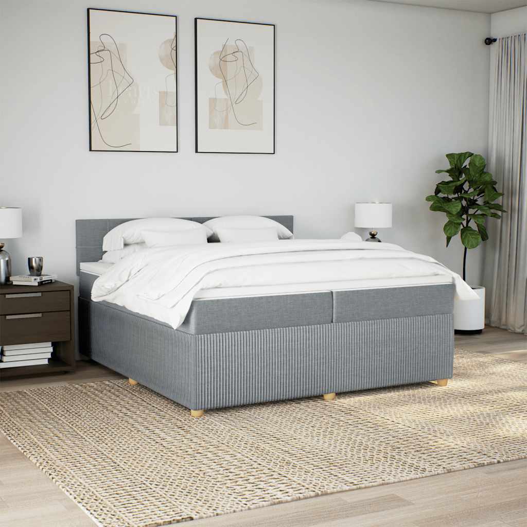 Sommier à lattes de lit avec matelas Gris clair 200x200cm Tissu - XIOS