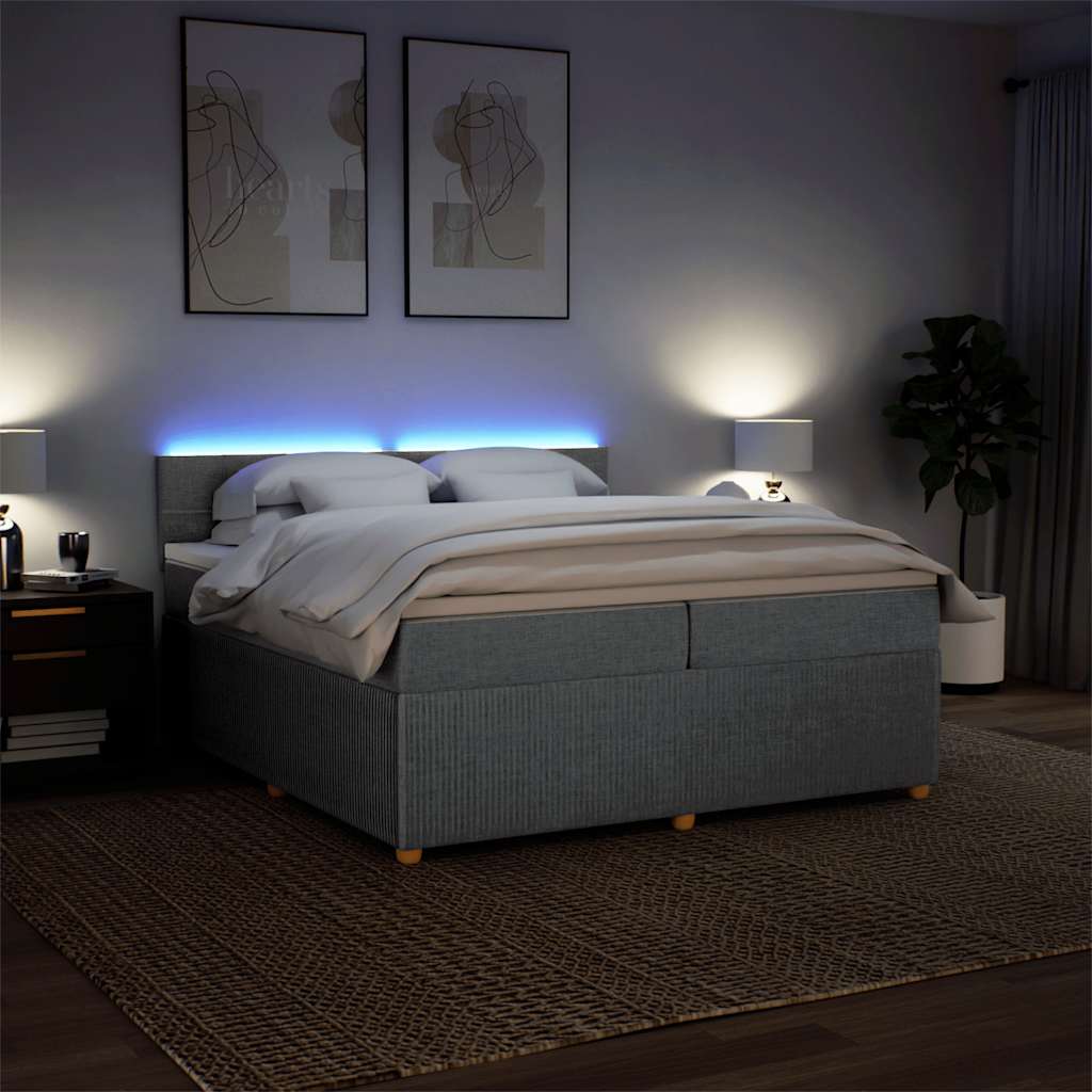 Sommier à lattes de lit avec matelas Gris clair 200x200cm Tissu - XIOS