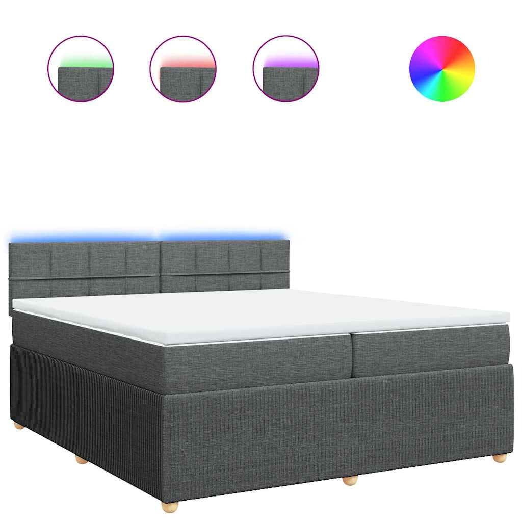 Sommier à lattes de lit avec matelas Gris foncé 200x200cm Tissu - XIOS