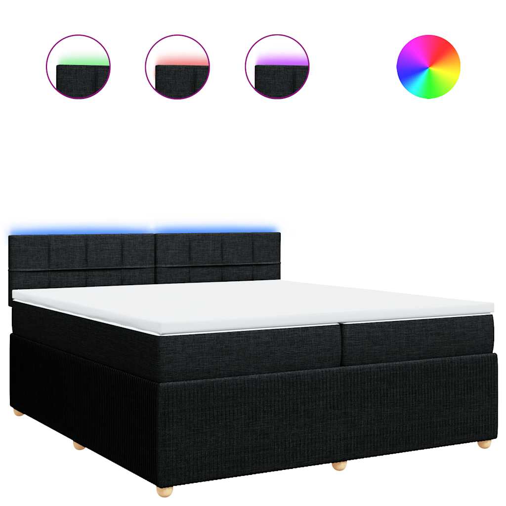 Sommier à lattes de lit avec matelas Noir 200x200 cm Tissu