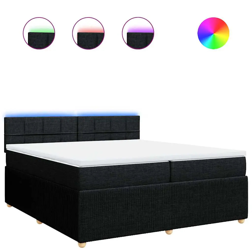 Sommier à lattes de lit avec matelas Noir 200x200 cm Tissu - XIOS