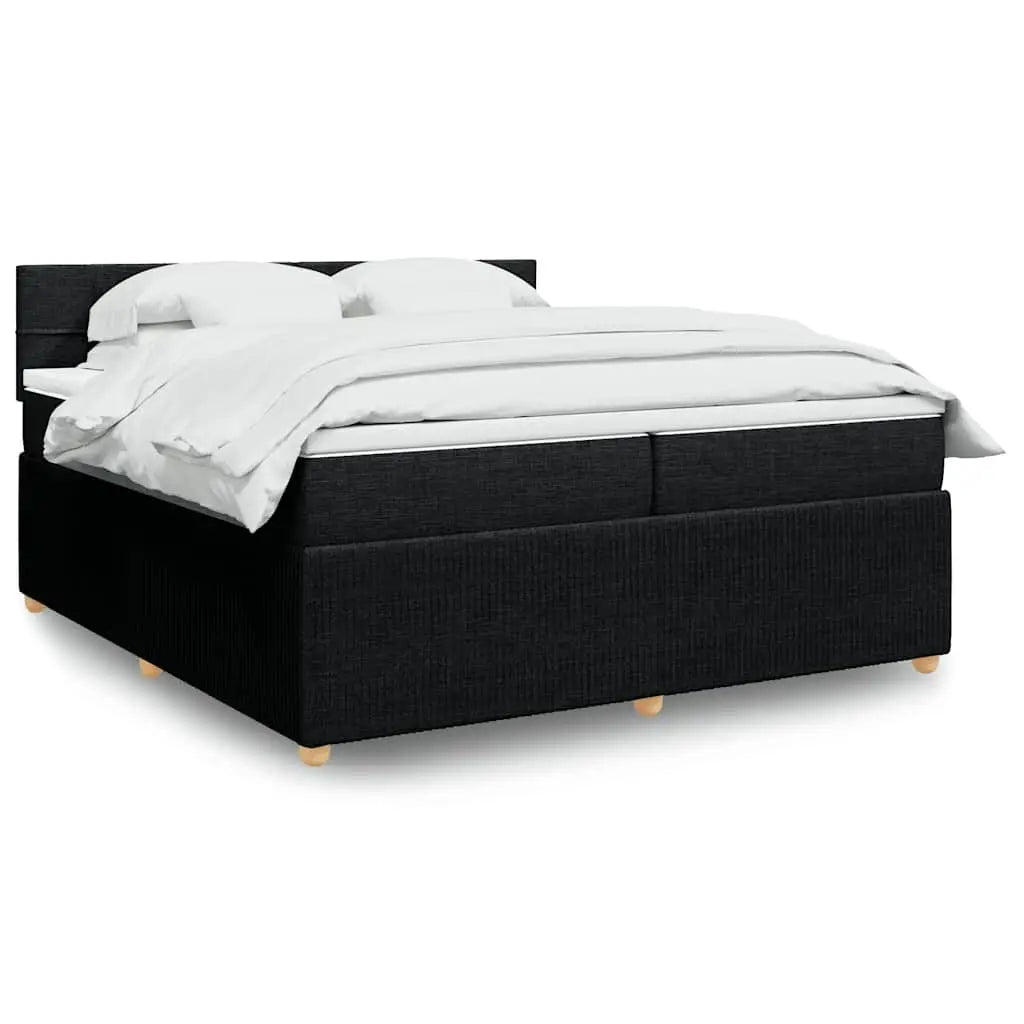 Sommier à lattes de lit avec matelas Noir 200x200 cm Tissu - XIOS