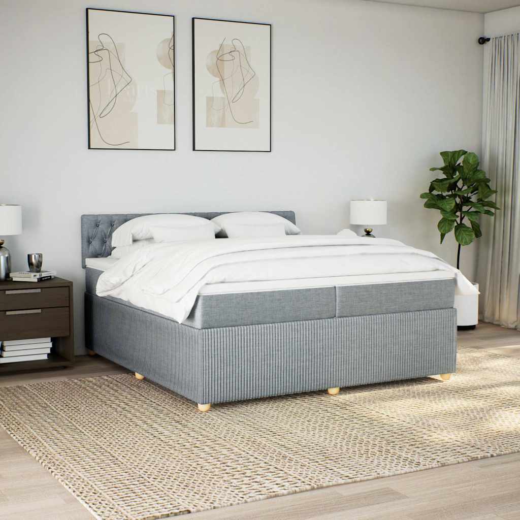 Sommier à lattes de lit avec matelas Gris clair 200x200cm Tissu - XIOS