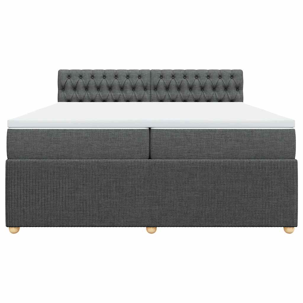 Sommier à lattes de lit avec matelas Gris foncé 200x200cm Tissu - XIOS