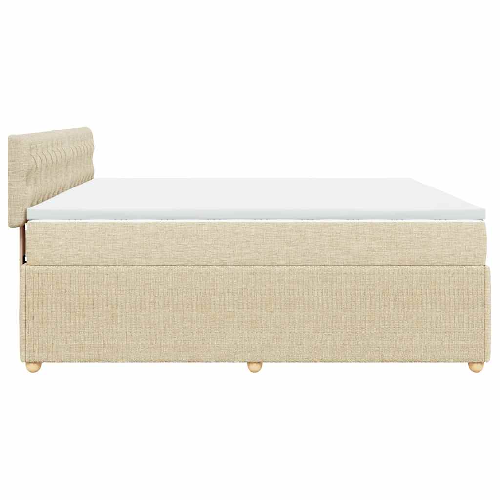 Sommier à lattes de lit avec matelas Crème 200x200 cm Tissu - XIOS