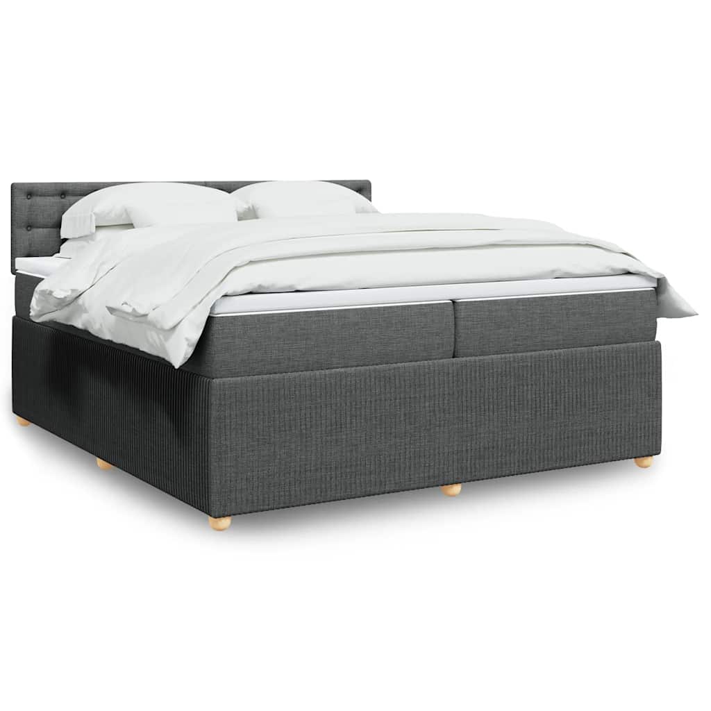 Sommier à lattes de lit avec matelas Gris foncé 200x200cm Tissu - XIOS