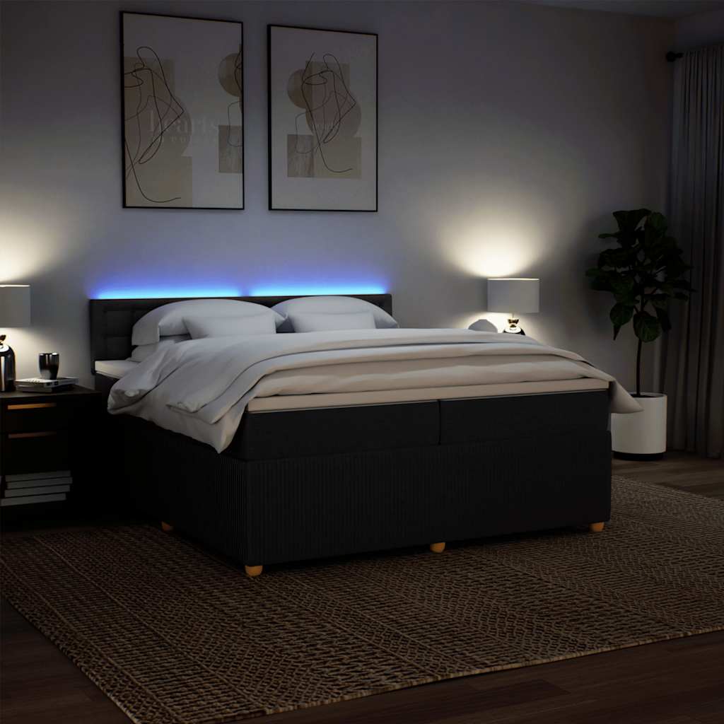 Sommier à lattes de lit avec matelas Noir 200x200 cm Tissu