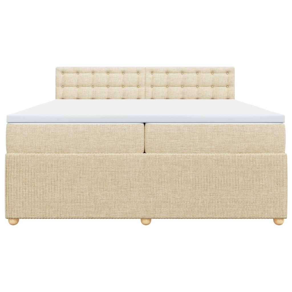 Sommier à lattes de lit avec matelas Crème 200x200 cm Tissu - XIOS