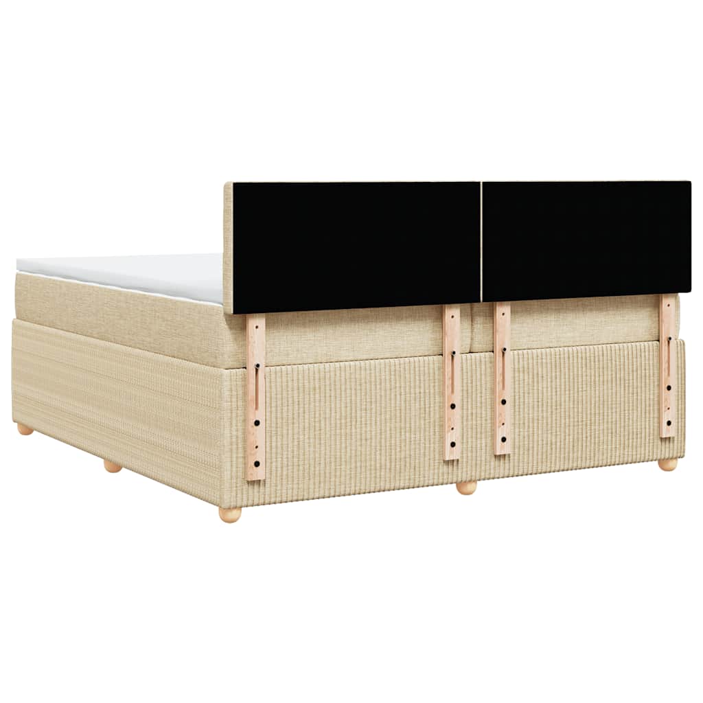 Sommier à lattes de lit avec matelas Crème 200x200 cm Tissu - XIOS