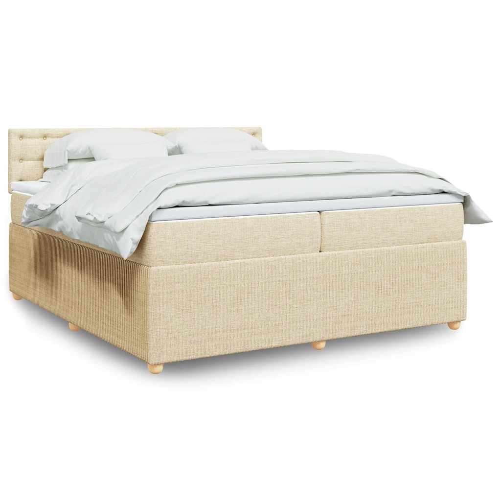 Sommier à lattes de lit avec matelas Crème 200x200 cm Tissu - XIOS