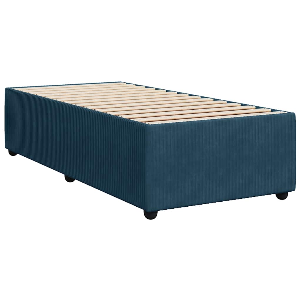 Sommier à lattes de lit avec matelas bleu 90x190 cm velours - XIOS