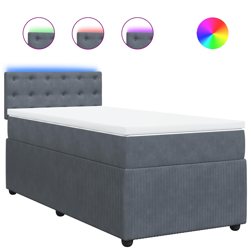 Sommier à lattes de lit et matelas Gris foncé 90x190 cm Velours - XIOS