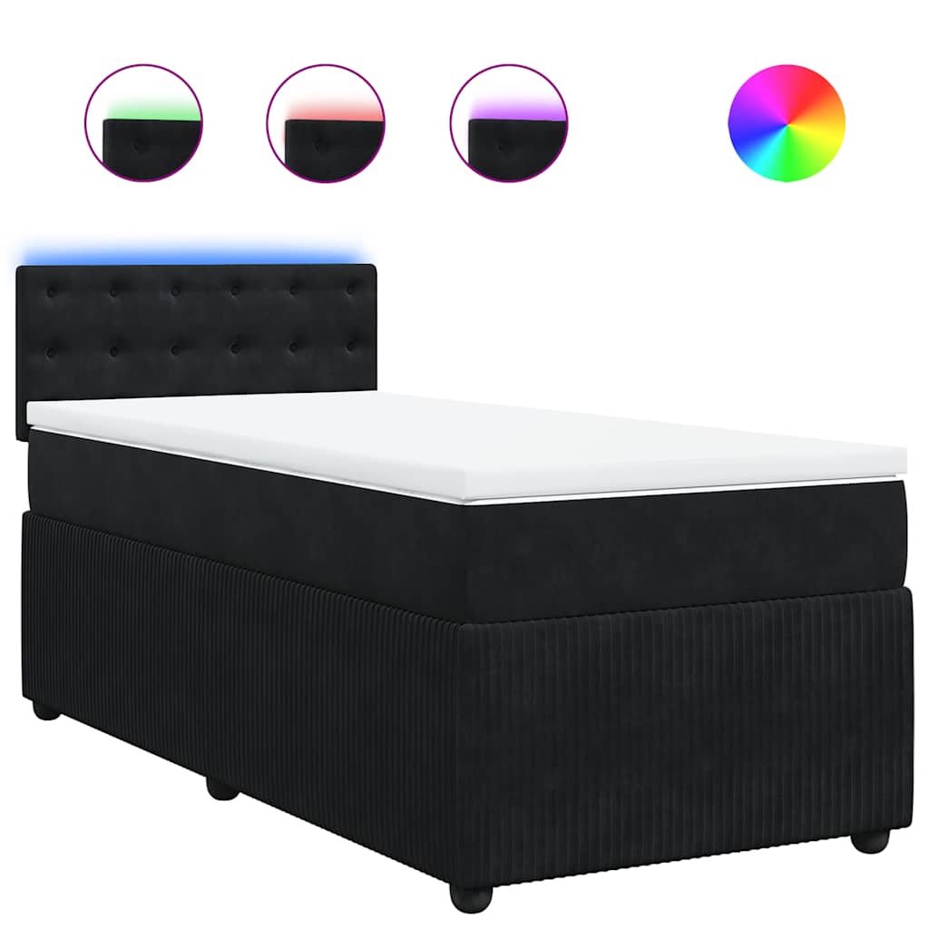 Sommier à lattes de lit avec matelas Noir 90x190 cm Velours - XIOS