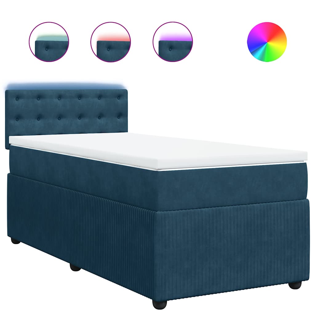 Sommier à lattes de lit avec matelas bleu 90x190 cm velours - XIOS