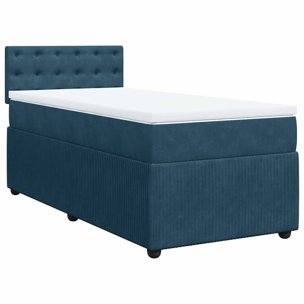 Sommier à lattes de lit avec matelas bleu 90x190 cm velours - XIOS