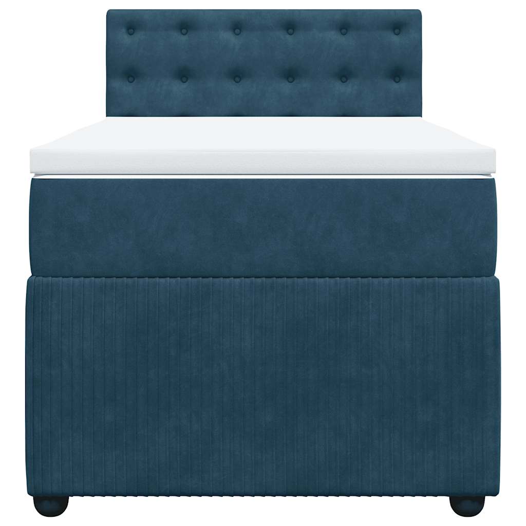 Sommier à lattes de lit avec matelas bleu 90x190 cm velours - XIOS