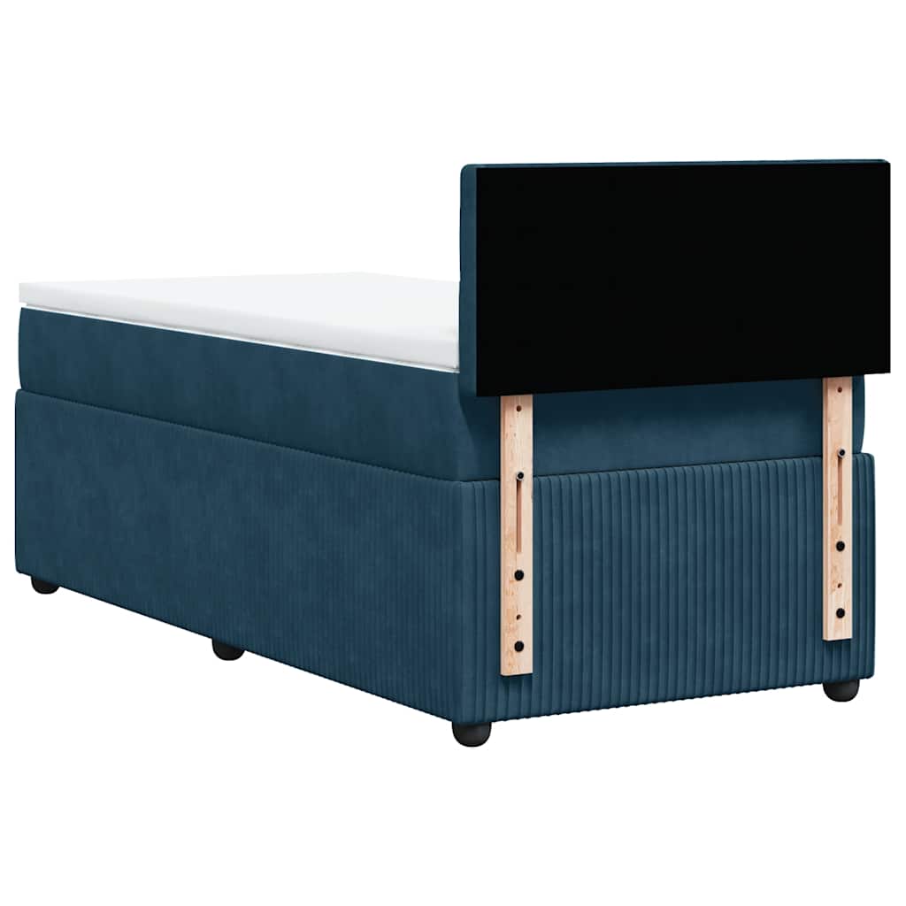 Sommier à lattes de lit avec matelas bleu 90x190 cm velours - XIOS
