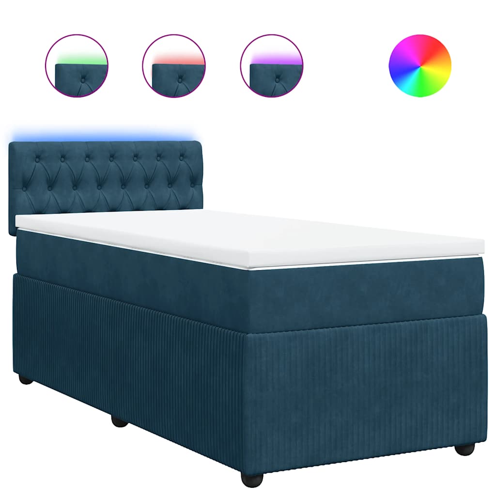 Sommier à lattes de lit avec matelas bleu 90x190 cm velours - XIOS