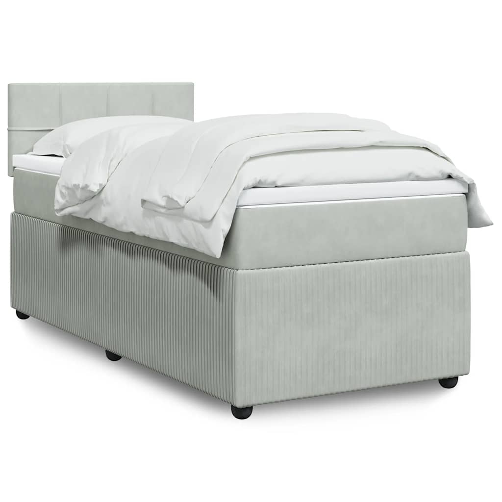 Sommier à lattes de lit et matelas Gris clair 90x190 cm Velours - XIOS
