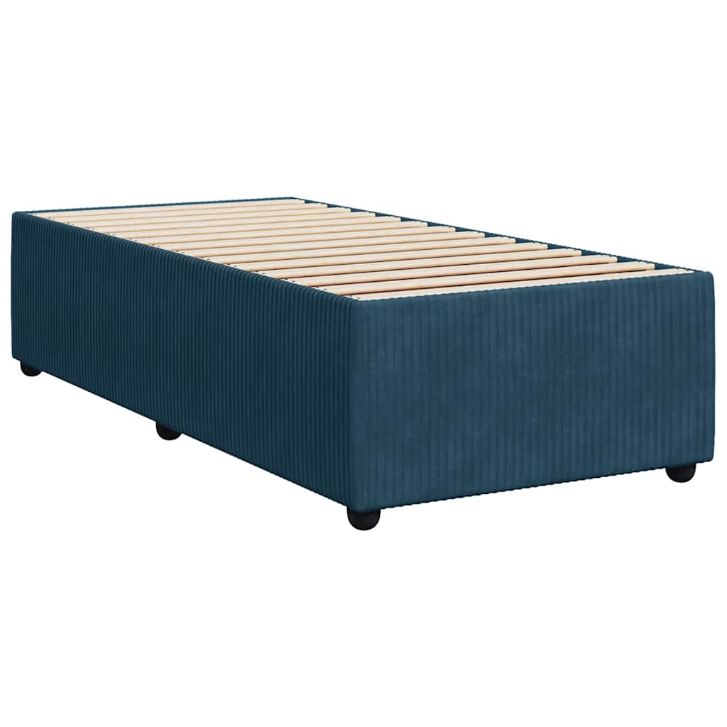 Sommier à lattes de lit avec matelas bleu 90x190 cm velours - XIOS