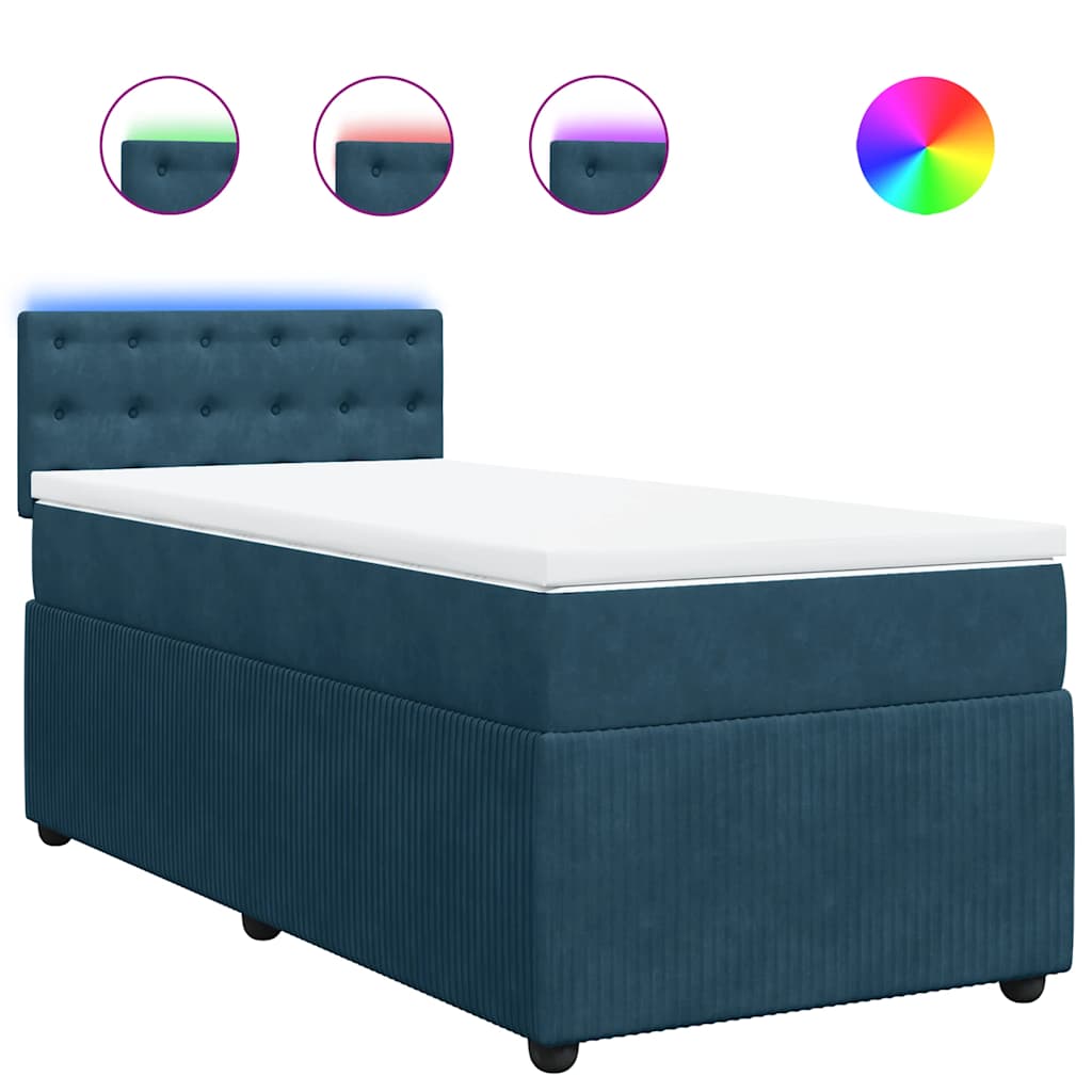 Sommier à lattes de lit avec matelas bleu 90x200 cm velours - XIOS