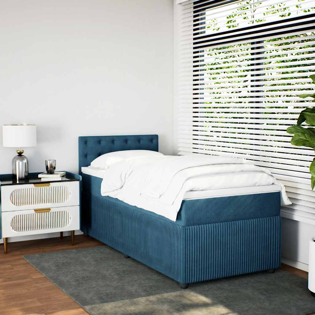 Sommier à lattes de lit avec matelas bleu 90x200 cm velours - XIOS