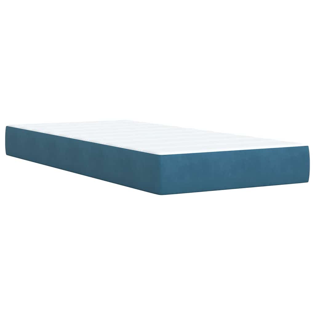 Sommier à lattes de lit avec matelas bleu 90x200 cm velours - XIOS