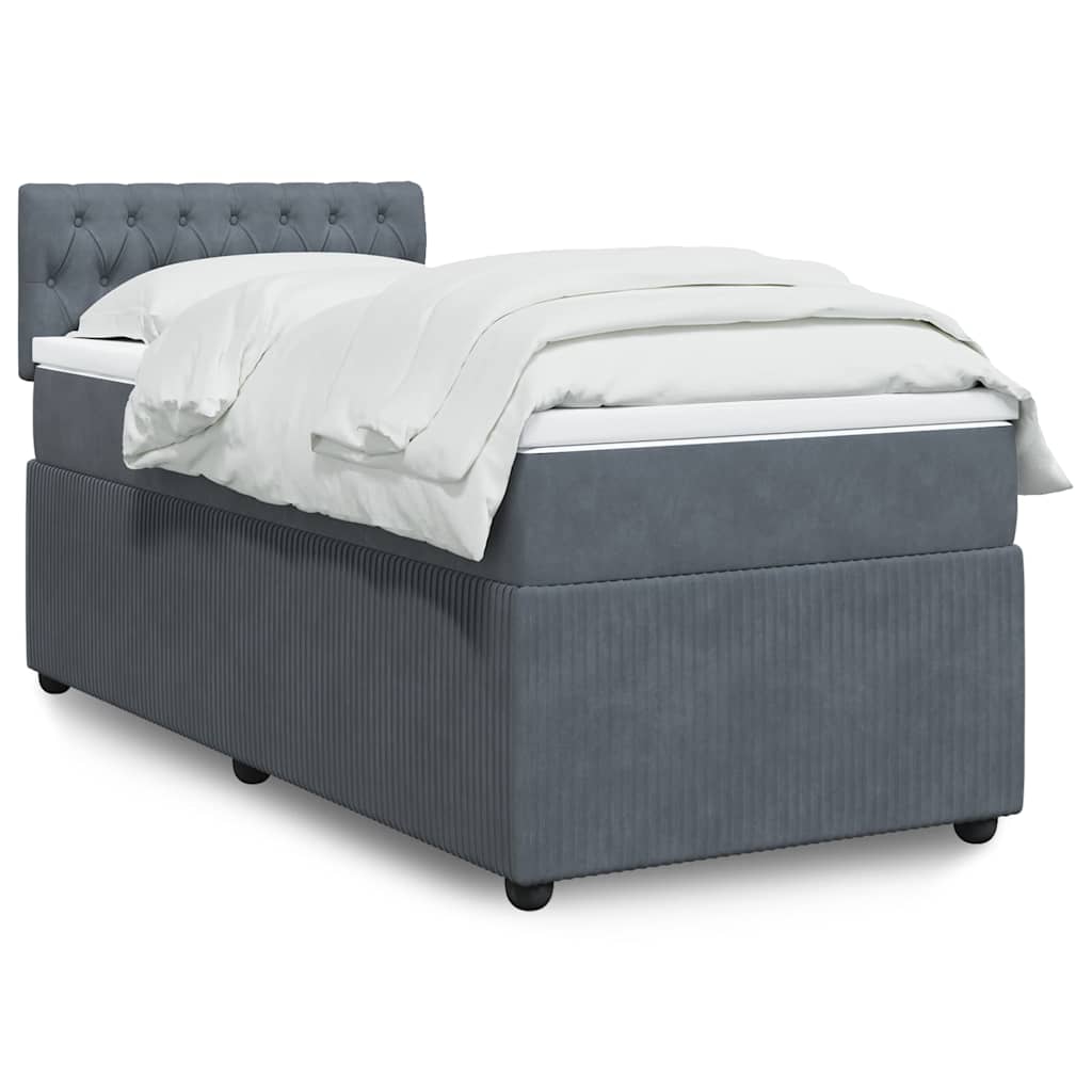 Sommier à lattes de lit et matelas Gris foncé 90x200 cm Velours - XIOS