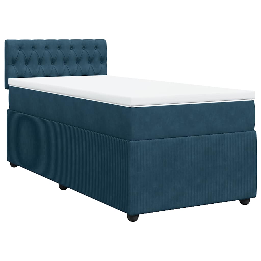 Sommier à lattes de lit avec matelas bleu 90x200 cm velours - XIOS